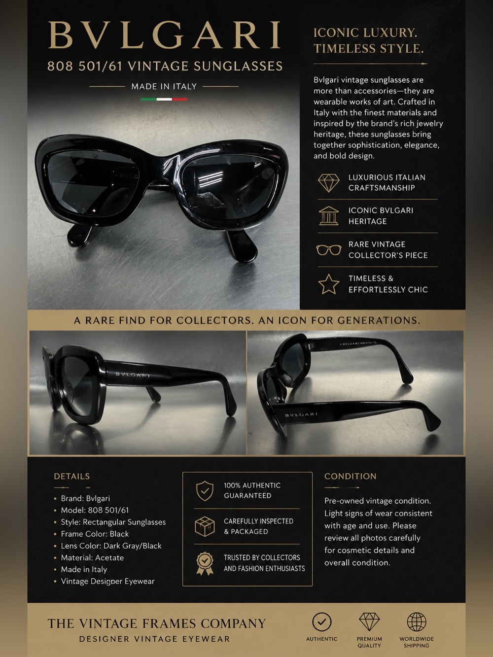 BVLGARI 808 501 61 Sunglases